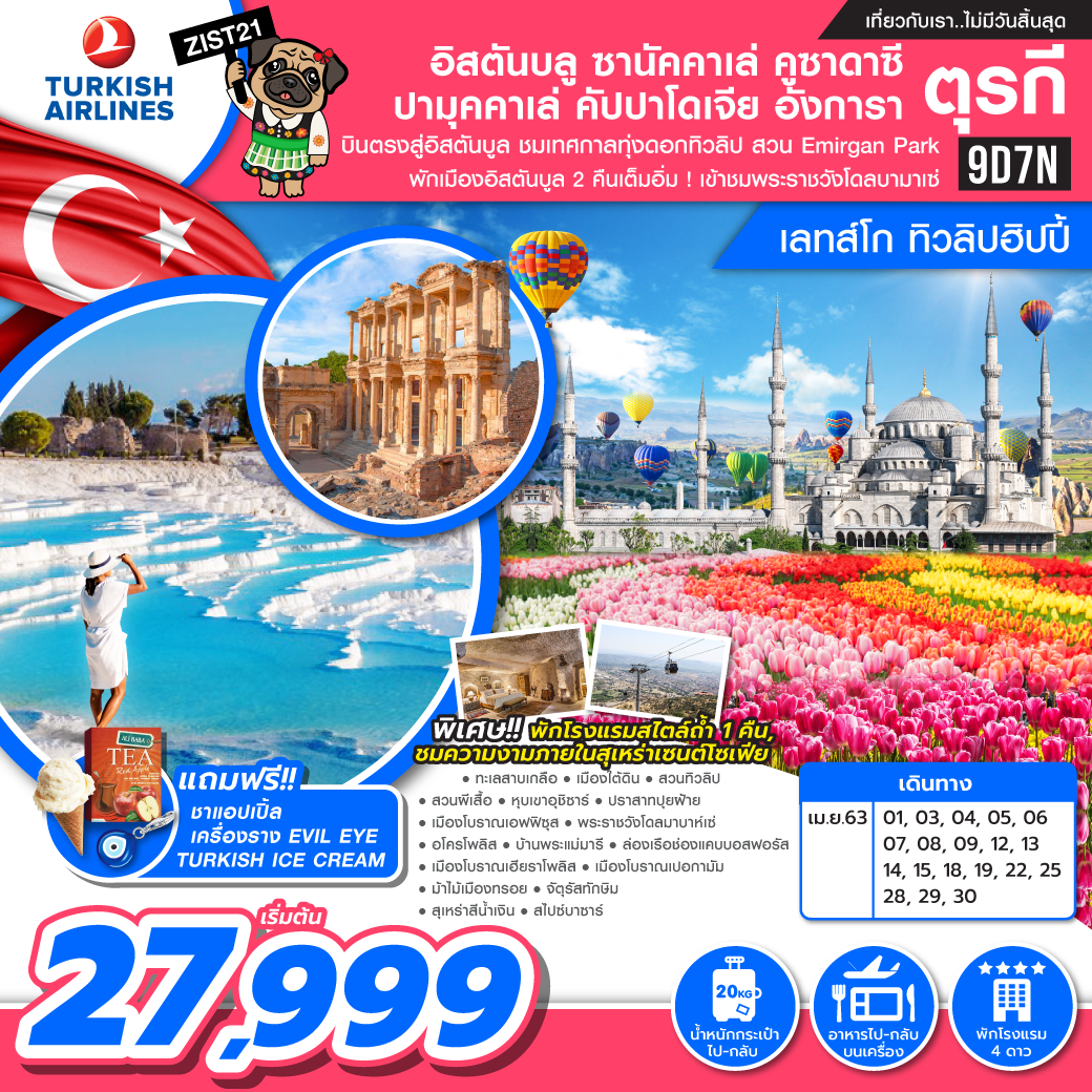 ทัวร์ตุรกี ทิวลิปฮิปปี้ 9วัน 7คืน (APR20)(ZIST21)